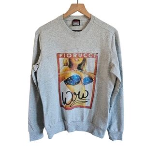 Fiorucci Gray Long Sleeve Bikini Pinup Girl Graphic Long Sleeve T-Shirt